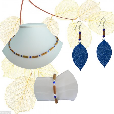 Parures en Bois de Noisetier bleues foncé | Créateur Noisetier