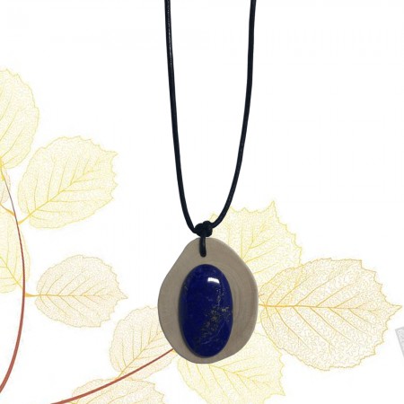 Médaillon en Noisetier et Lapis Lazuli