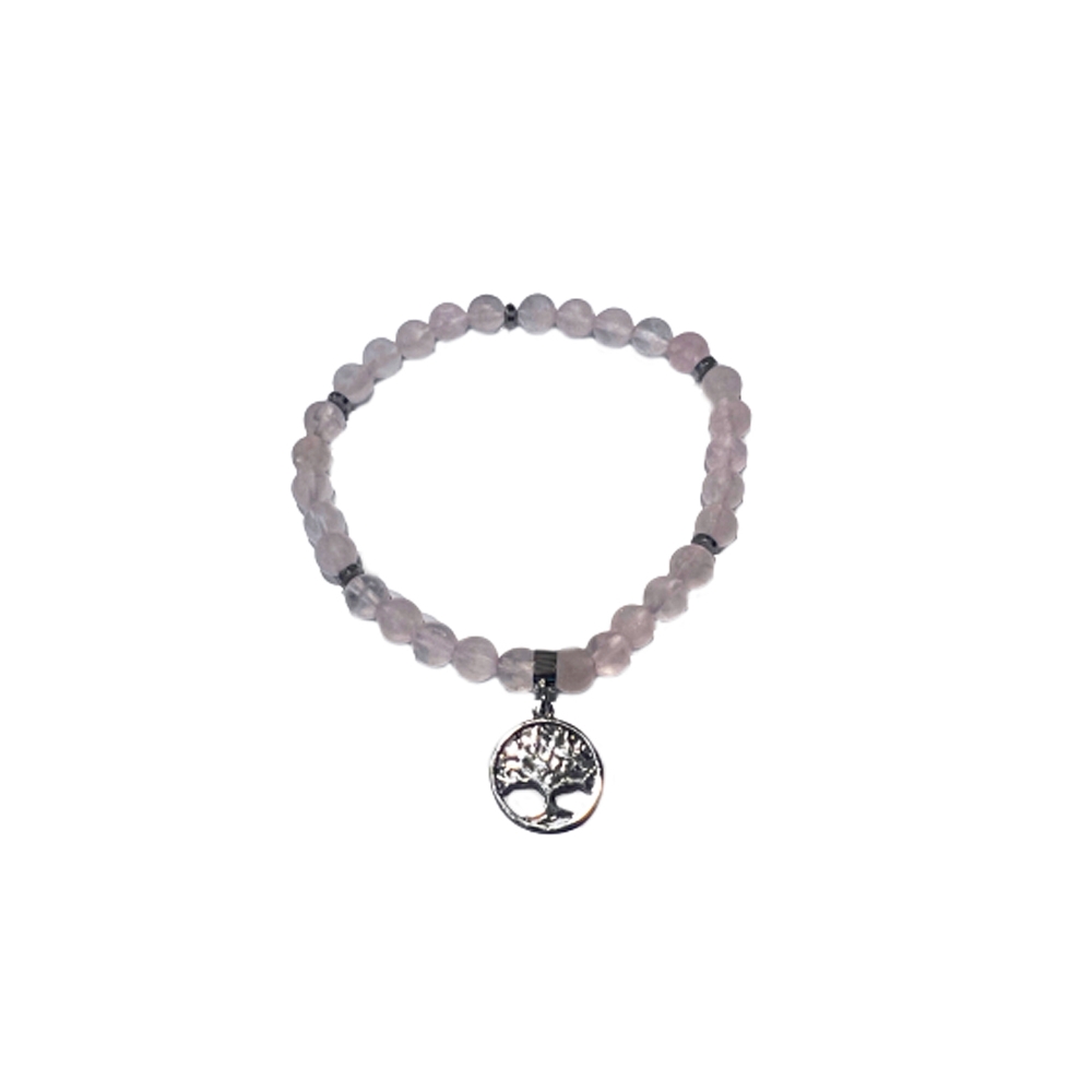 Bracelet femme quartz rose et perle arbre de vie en argent 925 -  SHAMALLOW Accessoires de mode en wax