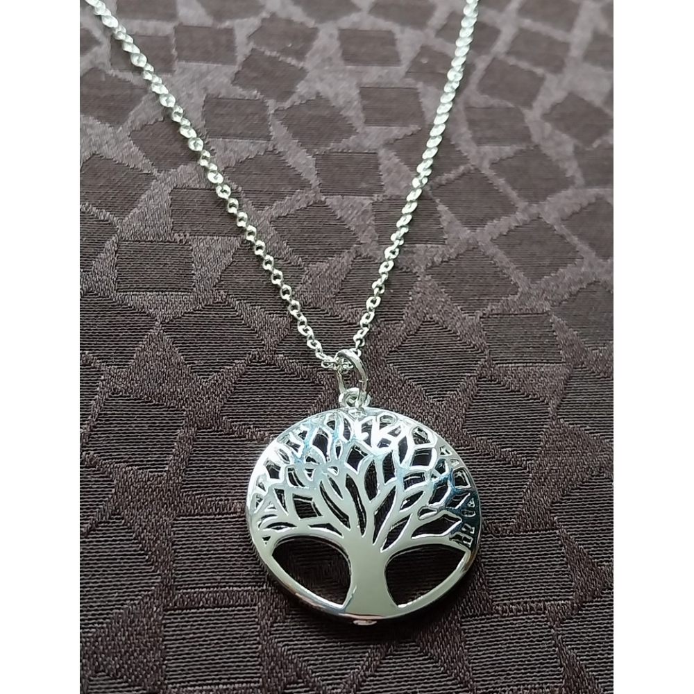 Collier arbre de Vie bombé silver